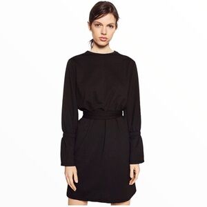 ZARA Trafaluc Corset Dress With Bell Sleeve Detail & Tie Waist Olive Green Small